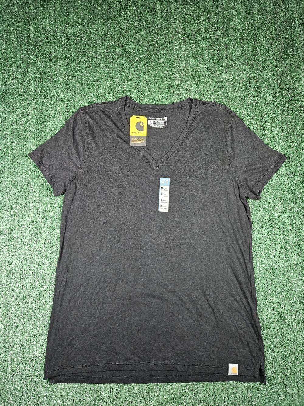 Carhartt Women's Black Light Weight V Neck T Shirt Relaxed Fit Size M NEW!